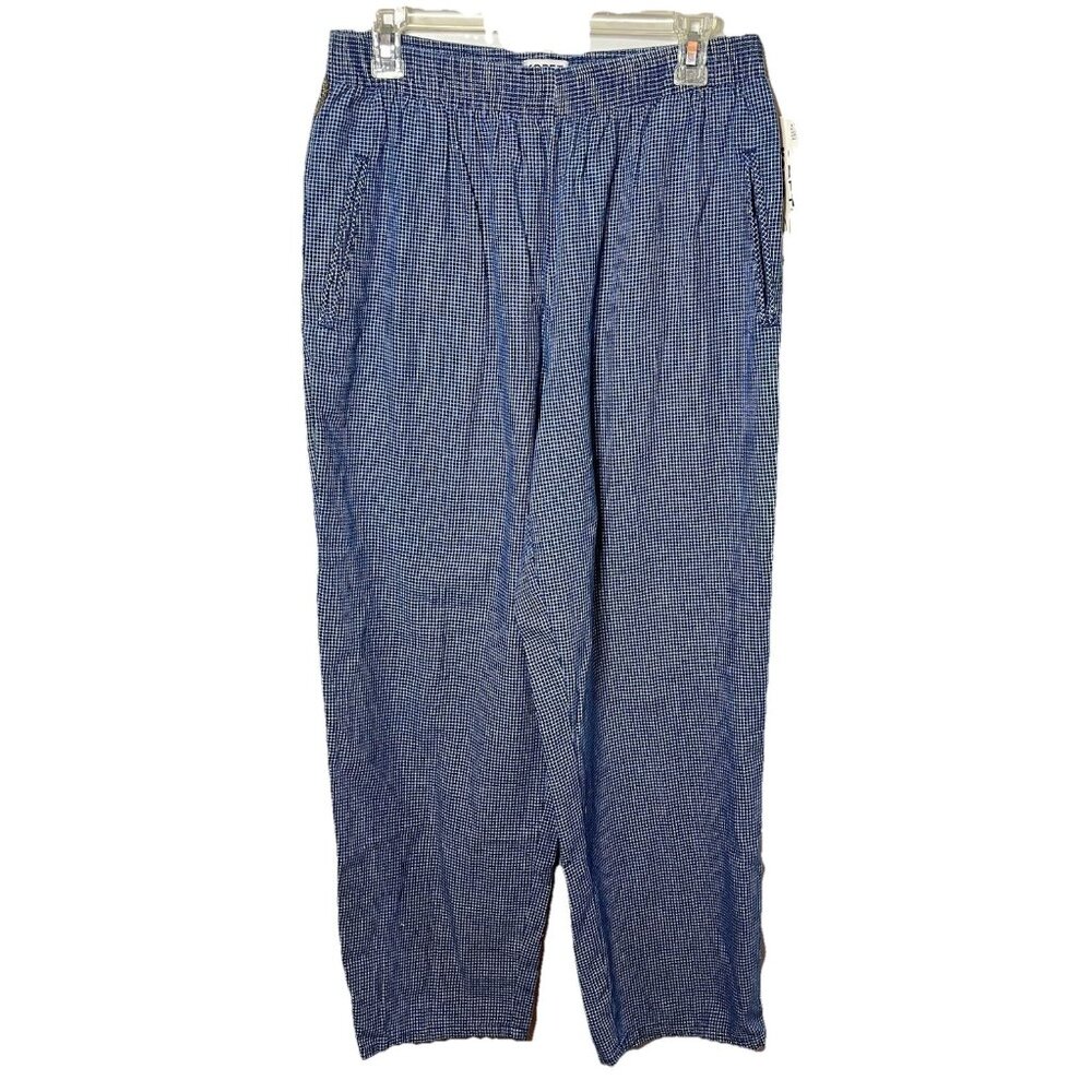 Vtg Koret City Blues Petite Pants Chelsea Garden Indigo Blue White Square Sz 16